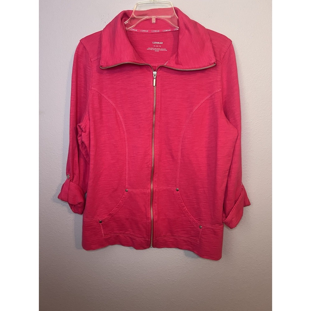 Lizwear Hot Pink Fullzip Sweatshirt Jacket Pockets Size XL